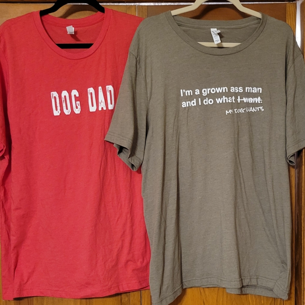 2 Dog Dad shirts XXL Red Brown Dad Gifts EUC